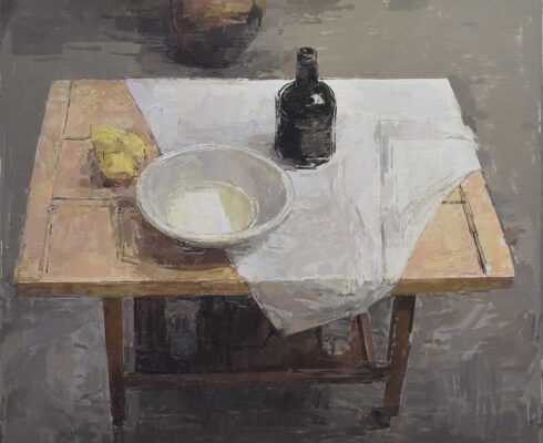 Black bottle Bowl and Lemons 97x112cm c 9000 oil on canvas on board WEB