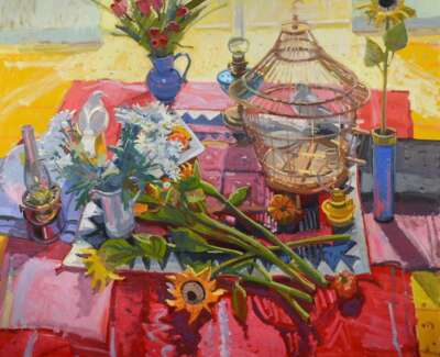 1 Still Life with Sunflowers and Doves 56x60 6175 WEB