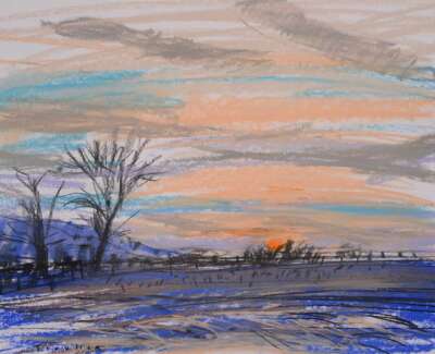 29 Sunset and Hegerow Winter 16x20in ALG 7724 WEB