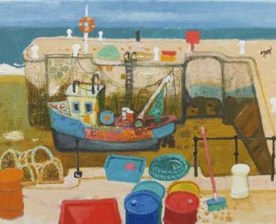 57  Fishing Boat At Low Tide Barrow In Furness Oil On Linen 18 X 24 Ins 46 X 61 Cms