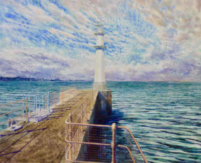 And Looking Into The Clear Water Newhaven  Acrylic On Board 2018 50X35 5Cm £1250