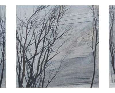 Bare Trees With Power Lines triptych WEB