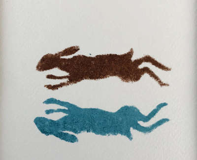 Brown Hare On Ice Pochoir Stencil 15 X 15 Cm F £295 Uf £250 From An Edition Of 2