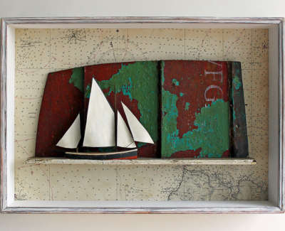 Butt Of Lewis To Sule Skerry Mixed Media Box Construction Wall Hung 40 X 58 X 9 Cm
