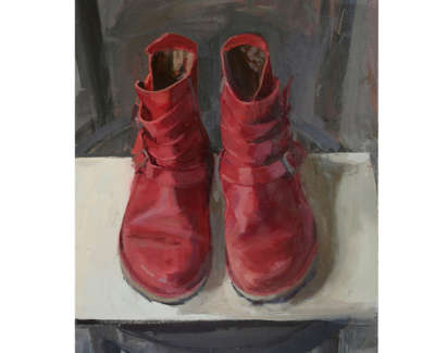 Denise Minas Boots  Oil On Board 30 5 X 25 5 Cm £1300 00