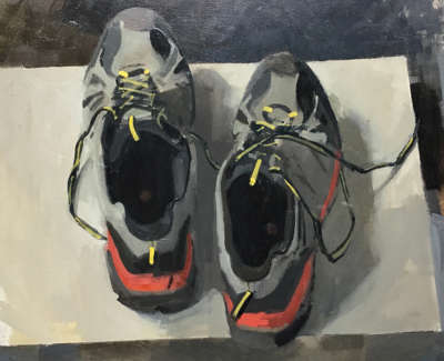 Christopher Brookmyres Writing Shoes  Oil On Board 38 X 40 5 Cm £1600 00