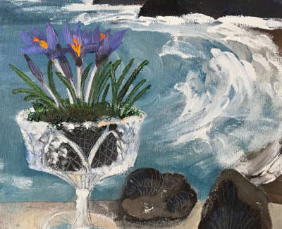 Crocus And Fossil  Mixed Media On Canvas 30 X 30 Cm £850 00