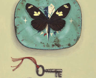 Festival Tin With Butterfly 20X16Cm Acrylic On Board £600
