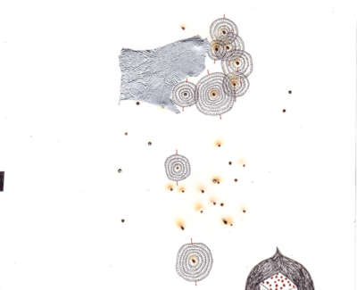 Gyroscope Storm Foil Burnt Holes And Technical Pen On Paper 19 X 19Cm £195