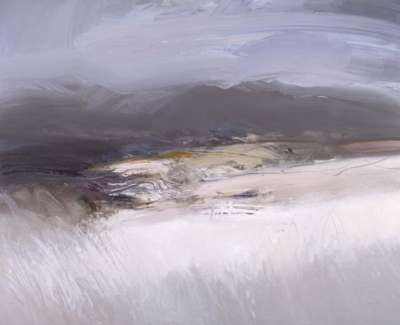 Harvested Fields Distant Cairngorms Oil On Canvas 150 X 120
