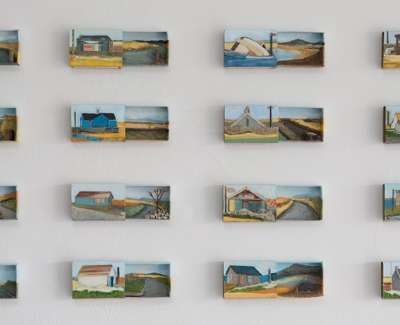 Jayne Stokes Orcadia’ Acrylic Collage And Found Objects In Scottish Souvenir Matchboxes 43 X 70Cm £1000