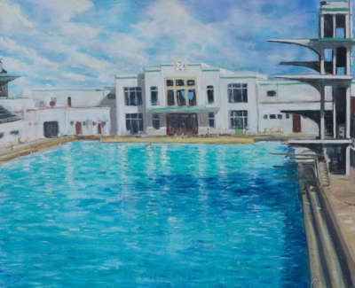 Kondracki Portobello Pool  Acrylic On Canvas 117 X 145 Cm £5700 00