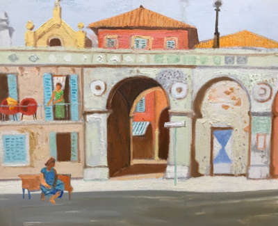 Leon Morrocco Rsa Rgi On The Balcony Promenade Des Anglais Nice Oil On Canvas 51 X 61 Cm