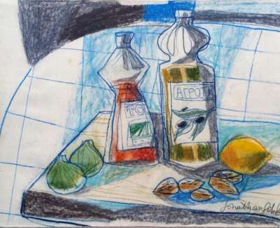 Oil On Vinegar With Lemon And Almonds  Pencil On Paper Edited 21 X 28 Cm