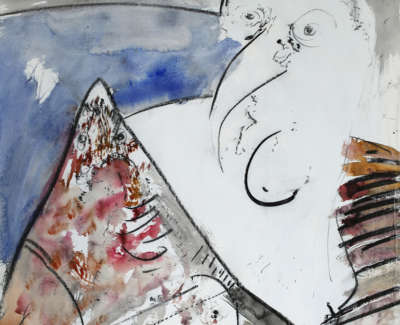 Ominous Presence Watercolour And Charcoal 1984 76X57Cm