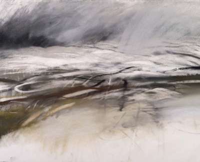 Rain In The Wind Corrennie Moor Charcoal And Pastel 105 X 75