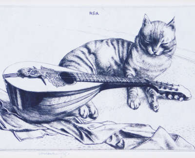 Robert Sargent Austin Cat And Mandolin