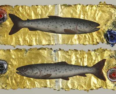 Sea Trout On Gold 24X34Cm Oil On Paint Tube £1975