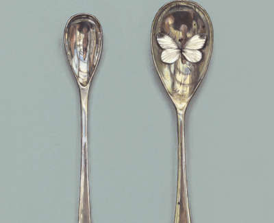 Small Spoons With White Butterfly