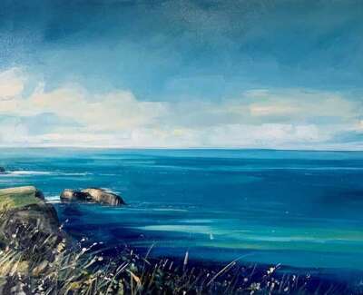 Summer Sea Towards Carrick a Rede Triptych canvas 91 x 183 cm WEB