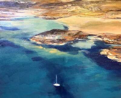 White Yacht The Ross of Mull Canvas 91 x 122 cm WEB
