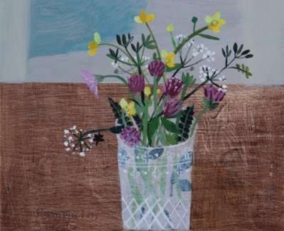 Meadow Flowers Mixed Media On Wood Panel 30 X 30 Cm £950 Uf